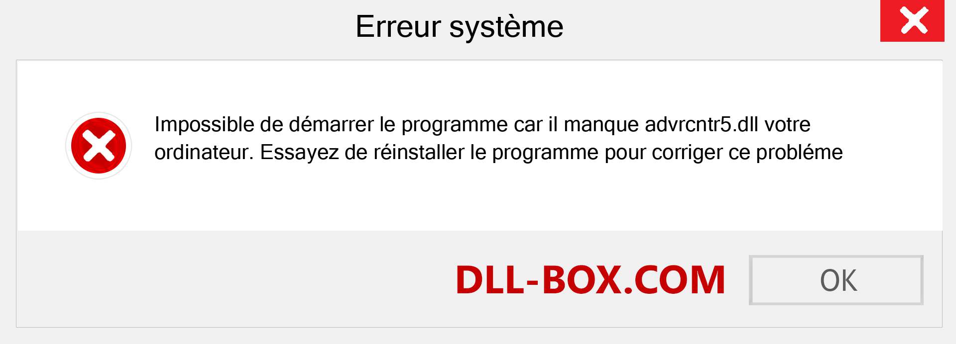 Le fichier advrcntr5.dll est manquant ?. Télécharger pour Windows 7, 8, 10 - Correction de l'erreur manquante advrcntr5 dll sur Windows, photos, images